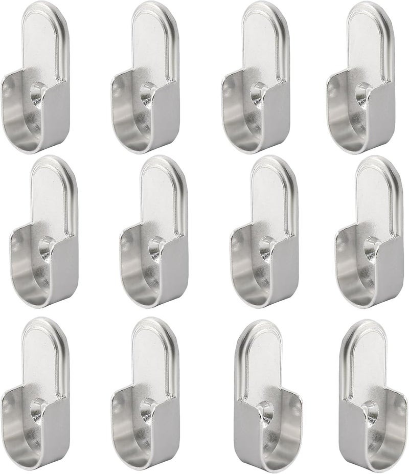 Coufce 12 pcs Oval Closet Rod End Supports Heavy-Duty Metal Rod Holders for 15mm x 30mm Oval Rods Wardrobe Bracket with Mounting Holes(Silver) - Image 5